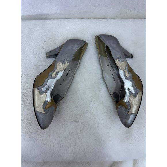 Stuart Weitzman for Mr. Seymour Metallic Vintage Heels Size 8 - Picture 7 of 13
